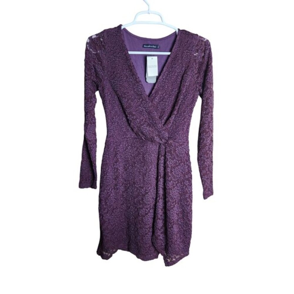 Abercrombie and Fitch Womens XS Tall‎ Petite Purple Floral Dress Flower Pattern